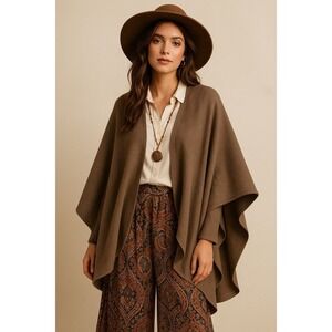 April Morin Womens‎ Brown Classic Tailor Shawl size OS New Bohemian Western